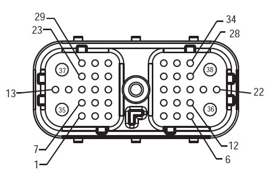 Eaton Harness Front View (HCM - Vehicle Interface Connector)