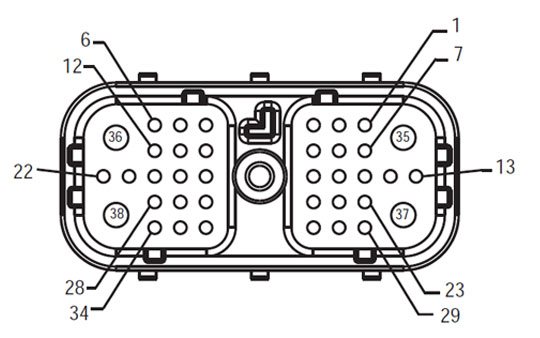 Fuller Transmission Harness Front View TECU - Vehicle Interface Connector
