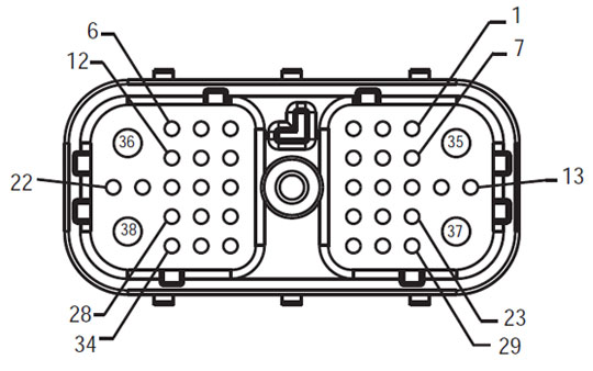 Harness Front View TECU - Vehicle Interface Connector